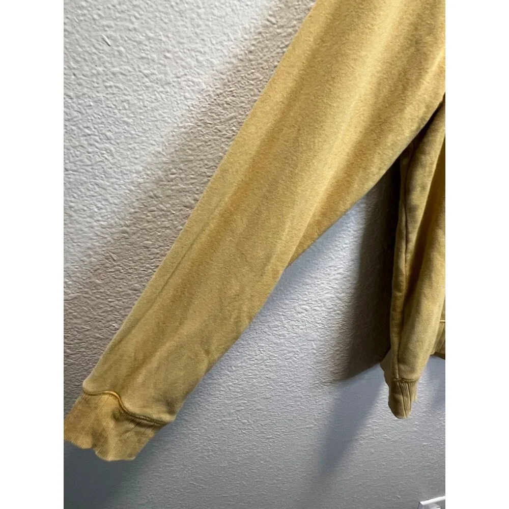Lands End Canvas Mustard Yellow Crewneck Sweatshirt Mens Size L Cotton Long Slee